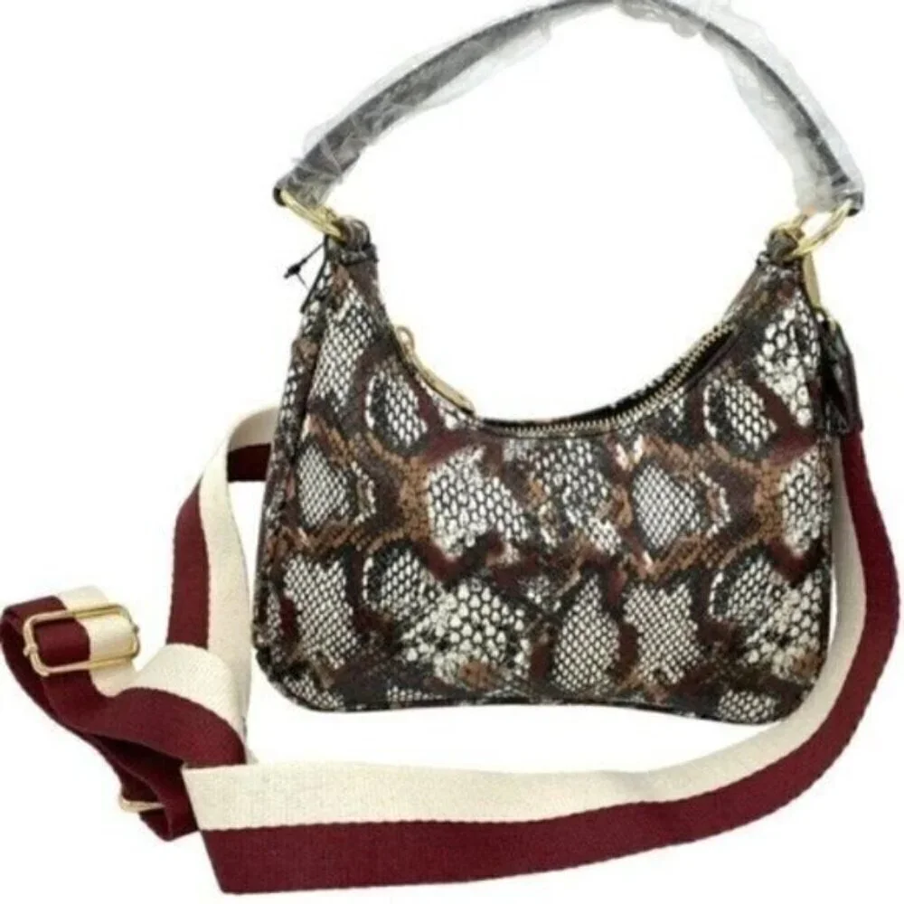 INC International Concepts Zaree Snakeskin Python Print Shoulder Crossbody Bag